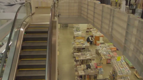 Escalator in Library Stock Footage 172266769