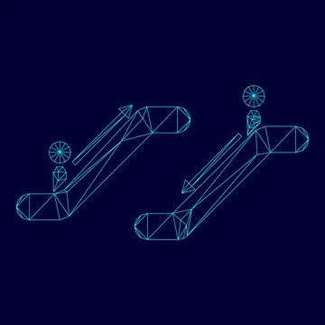 Escalator low poly triangulation triangulated polygonal electric cyan blue .. Stock Illustration