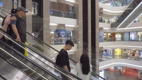 Escalator in main atrium of Times Square, Hong Kong Stock Footage 109274307