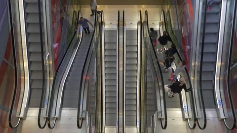 Escalator in a mall Stock Footage 70049327