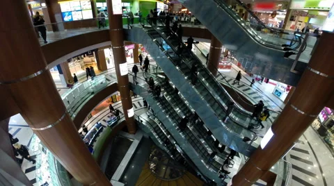 The escalator at the Mall. Timelapse. Stock Footage 61364253