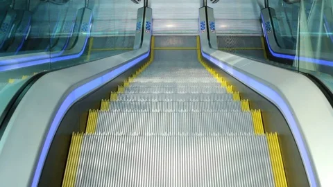 The escalator mechanism movement step climbing Stock Footage 79321661
