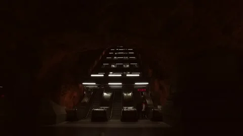 Escalator at Metro Station in movement Stock Footage 61437876