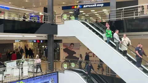 Escalator in modern shopping mall Stock Footage 237871830