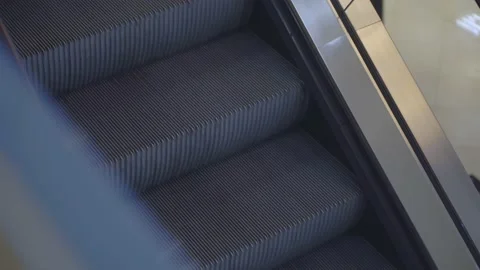 The escalator moves down. Stock Footage 142720855