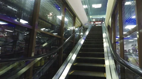 The escalator moves up at the Mall Stock Footage 62235116
