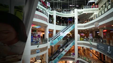 Escalator moving down in Park Bulvar, Baku, Azerbaijan Stock Footage 60654294