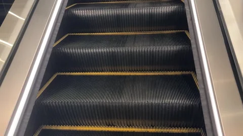 Escalator Moving Up, Modern Mall Interior Stock Footage 331987887
