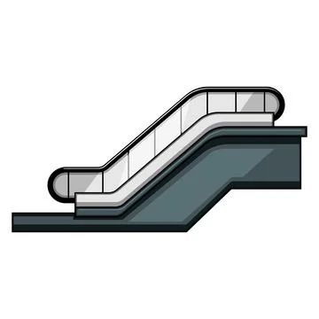 Escalator moving people upwards in building infrastructure Stock Illustration