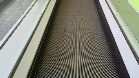 Escalator Moving Steps Close-Up View in Shopping Mall or Metro Station Stock Footage 331090771