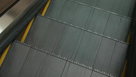 Escalator Moving Toward Airport Train Platform Stock Footage 342249345