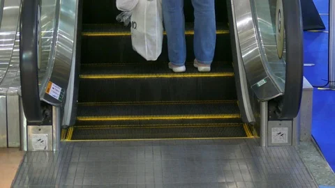 Escalator moving upward Stock Footage 113579428
