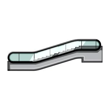 Escalator moving upwards in modern building interior Stock Illustration