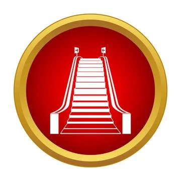 Escalator red button icon with direction arrows Stockillustratie