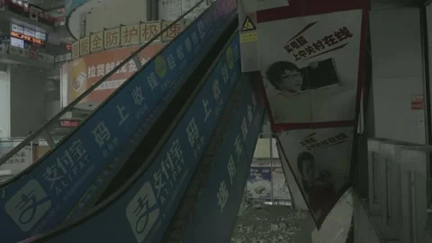 Escalator Ride Through Zhongguancun Electronics Market Beijing Stock Footage 340271151