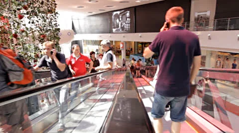 Escalator in shopping center Stock Footage 25530012