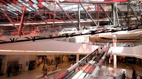 Escalator in shopping center Stock Footage 25538863