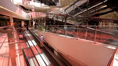 Escalator in shopping center Stock Footage 25539373