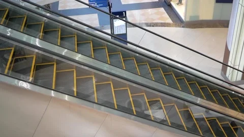 Escalator in a shopping center, side view Stock Footage 143420429