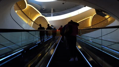 Escalator Shopping mall Shutdown Stock Footage 129714390