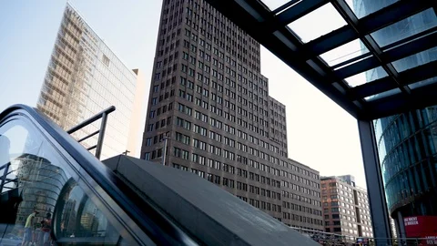 Escalator shot of Potsdamer Platz train station exit. Stock-Footage 116256635