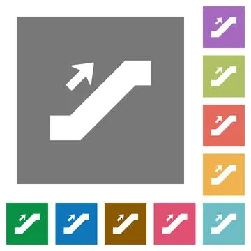 Escalator up sign square flat icons Stock Illustration