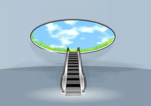 Escalator in sky Stock Illustration