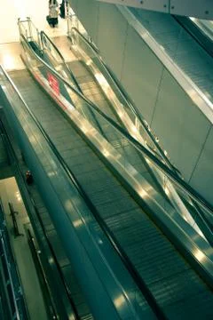 Escalator stairs in station. Stock Photos