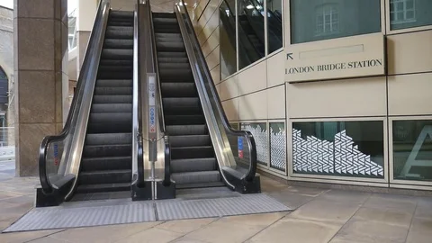 Escalator to the station. London. Stock Footage 84188915