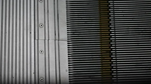 Escalator Step. Moving Staircase In Metro close up Stock Footage 68610696