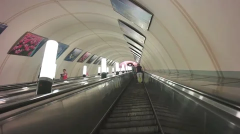 Escalator is in a subway Stock Footage 52071070