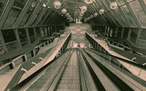 Escalator at the subway. Stock Photos