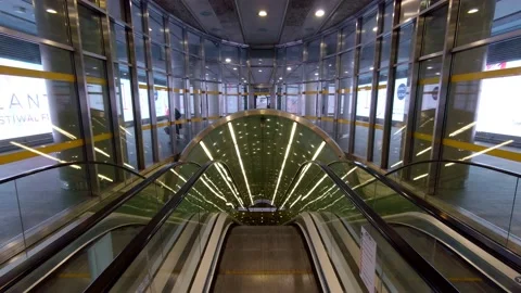 Escalator in a subway's underground Stock Footage 147405441