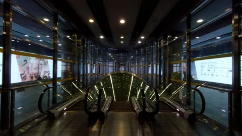 Escalator in a subway's underground Stock Footage 147405455
