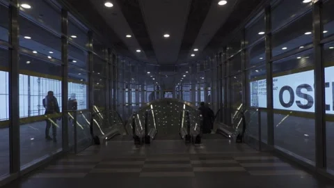 Escalator in a subway's underground Stock Footage 147410578