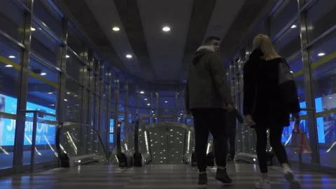 Escalator in a subway's underground Stock Footage 147410595