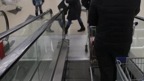 Escalator at supermarket Stock Footage 72728497