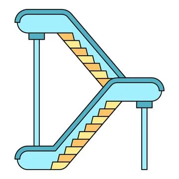 Escalator system moving between building floors Stock Illustration