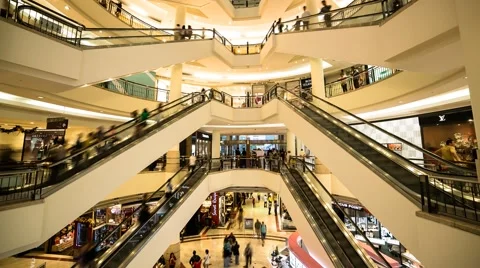 Escalator Timelapse Inside Suria KLCC Mall in Kuala Lumpur, Malaysia Stock Footage 49766685