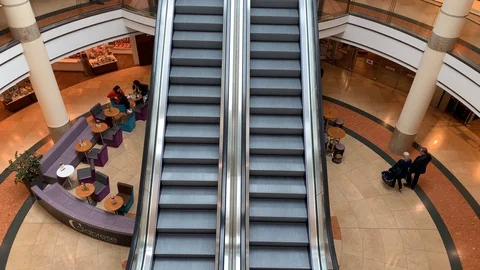 Escalator from the top in a shopping mall 3 Stock Footage 108488536