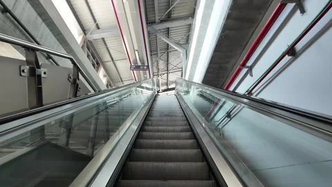 Escalator up to the train station Stock Footage 264722348