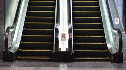 Escalator (with two columns-person) Stock Footage 66654368