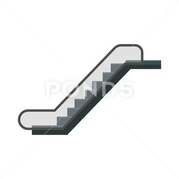 Escalator urban stairway motion walkway electric elevator. Lift icon floor in Stock Illustration
