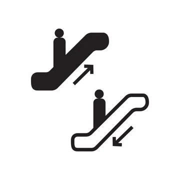 Escalator vector icon, on white background. Stock Illustration