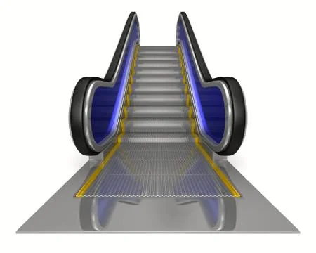 Escalator on white background. Isolated 3D image Stock Illustration