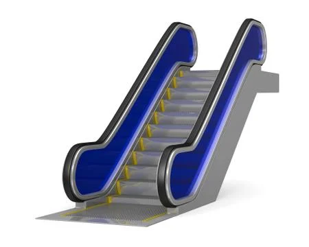 Escalator on white background. Isolated 3D image Stock Illustration