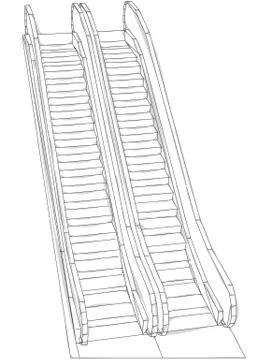 Escalator on white Stock Illustration