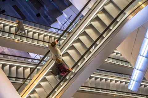 Escalators from above Stock Photos