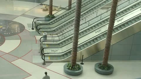 Escalators with Airport Passengers Stock Footage 11355218