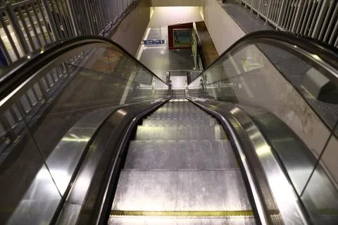 Escalators in the airport Stock Photos